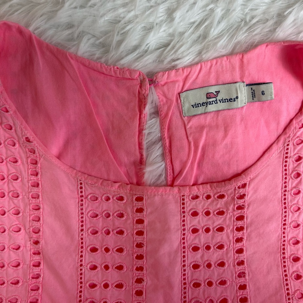 VINEYARD VINES Pink Sleeveless Eyelet 100% Cotton Dress Size 6 b19 - Picture 5 of 9